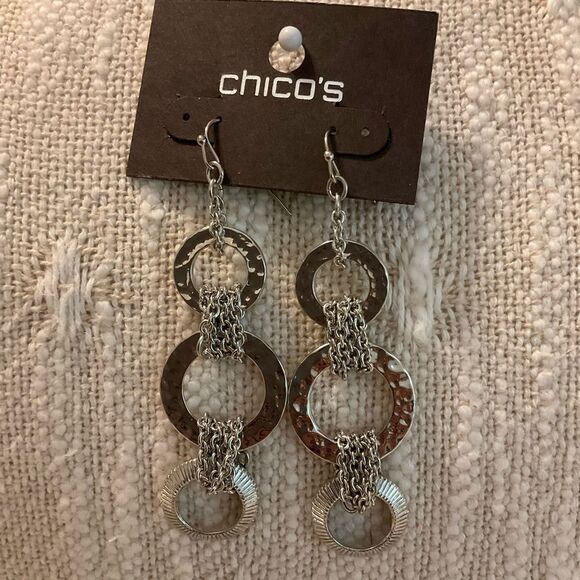 0149-Chico's Silver Dangle Earrings - Picture 2 of 3